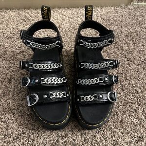 Dr. Marten’s Blair II Patent Leather Platform Sandals w/ Chains